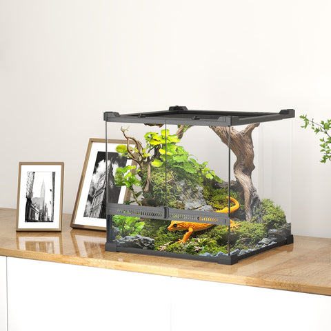 Rootz Glass Terrarium for Reptiles - Vivarium - Enclosure - Waterproof Floor - 30cm x 30cm - Increased Heat Efficiency