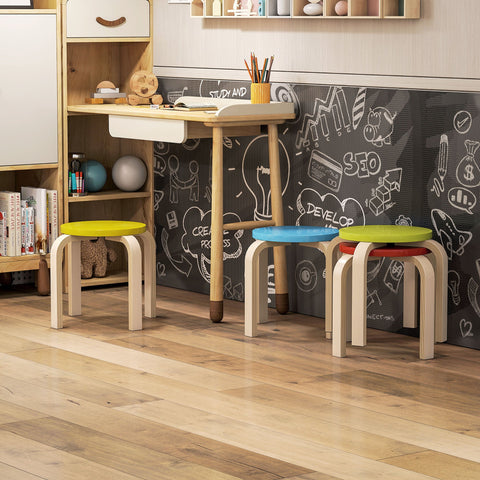 Rootz 4 Stack Set Stools - Colorful Kitchen Chairs - Birch Plywood Seating - Stable & Secure - 36cm x 36cm x 30cm