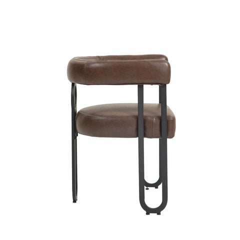 Rootz Set of 2 PU Leather Dining Chairs - Round Back - Modern Stylish - Luxurious Comfort - 60cm x 47cm x 72cm
