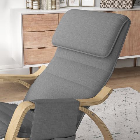 Rootz Relax Rock Chair - Breastfeeding Chair - Adjustable Footstool - Maximum Comfort - 67cm x 110cm x 91cm - Grey