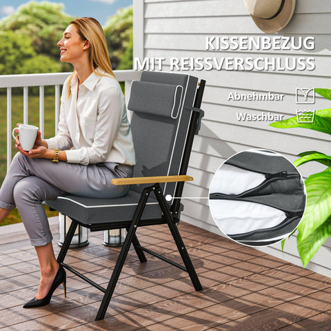 Rootz Seat Cushion - Chair Pad - Outdoor Cushion - Water-Repellent Comfort - 120cm x 47cm x 9.5cm - Grey