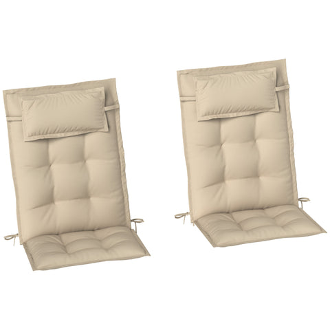 Rootz 2 Piece Sun Lounger Cushion Set - Garden Lounger Pads - Upholstered Cushions - Water-Repellent - Soft Cotton Comfort - 50x116x5 cm, Brown