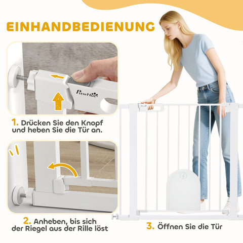 Rootz Adjustable Pet Barrier Grilles - Pet Gate - Safety Barrier - Easy Installation - Steel/Plastic - White - Fits 75-103cm, Small Door 22.4 x 27cm