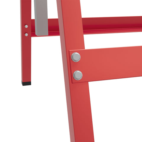 Rootz Set of 2 Folding Telescopic Trestles - Adjustable Work Supports - Heavy-Duty - Q195 Steel - 68L x 58W x 80-130H cm - Red & Grey