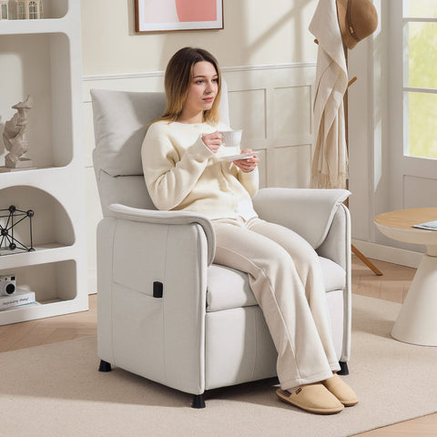 Rootz Relaxation Armchair - Recliner Chair - Upholstered Memory Chair - Quiet Engine - White - 80B x 83T x 104H cm