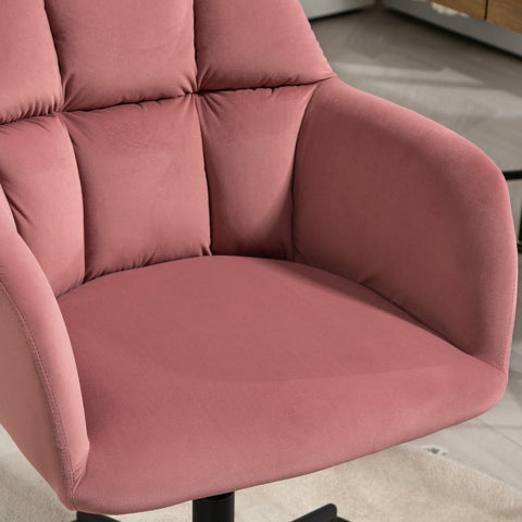 Rootz Pink Velvet Swivel Office Chair - Modern Desk Chair - Height Adjustable - Skin-Friendly Padding - 58cm x 58.5cm x 78-86cm