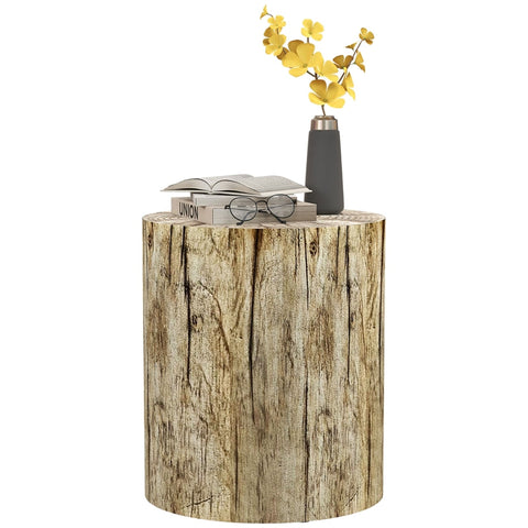 Rootz Side Table - Tree Stump Design - Weatherproof Concrete Table - Indoor & Outdoor Use - Ø37 x 43 cm - High Resilience - Ample Storage - Versatile Use