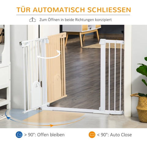 Rootz Door Safety Gate - Pet Barrier - Pet Gate - Automatic Closing - Enhanced Stability - Convenient Small Door - 75-131cm x 76cm - Metal, ABS