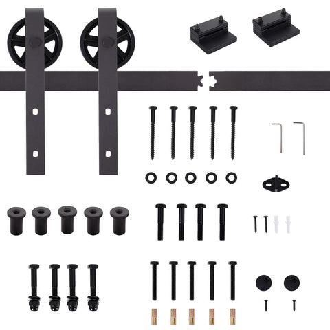 Rootz Sliding Door Hardware Kit - Carbon Steel Rail System - Space-saving Design - Supports up to 100kg - 183cm x 4cm x 0.6cm
