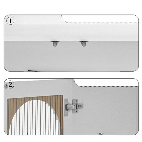 Rootz Sideboard with Glass Door - Storage Cabinet - Kitchen Cabinet - LED Lighting - 70cm x 35cm x 90cm