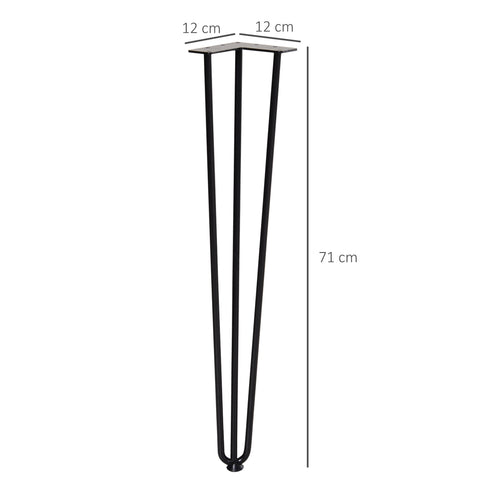 Rootz Steel Table Leg Set - Fork Design Legs - Metal Support Legs - 40kg Weight Capacity - 12b x 12t x 71h cm