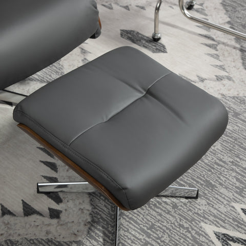 Rootz Relaxation Chair with Stool - Reclining Swivel Chair - Leather Look Armchair - 360° Rotation - 80W x 84D x 108H cm