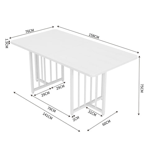 Rootz Modern Dining Table - Minimalist Desk - Simple Workstation - Durable Design - 158cm x 76cm x 75cm