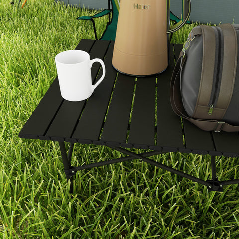 Rootz Camping Table - Folding Table - Portable Picnic Table - Durable Aluminum - 95cm x 55cm Black