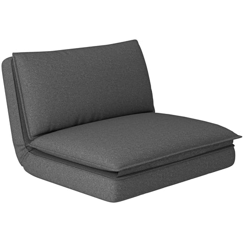 Rootz Sofa Bed - Adjustable Backrest - Breathable Fabric - Integrated Headrest - 76L x 75W x 56H cm (Floor Chair) - Grey