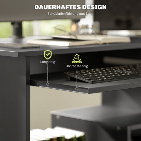 Rootz Computer Desk - Office Table - Workstation - Compact Design - 80 x 45 x 75 cm - Black