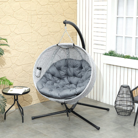 Rootz Egg-Shaped Hanging Basket Chair - Hanging Chair - Garden Chair - Rocking Function - 118cm x 116cm x 180cm