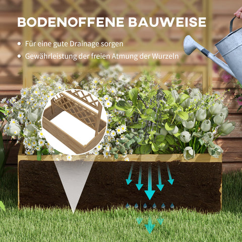 Rootz Plant Box with Trellis - Climbing Plant Box - Raised Balcony Bed - Strong Fir Wood - 160cm x 55cm x 183cm