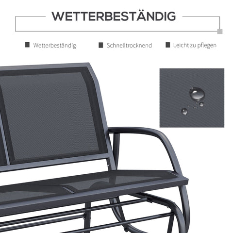 Rootz Schommelstoel 2-zits tuinbank - Buitenligstoel - Ontspanningsstoel - Ergonomisch ontwerp - Ademend gaas - 120 cm x 70 cm x 85 cm - Metalen frame