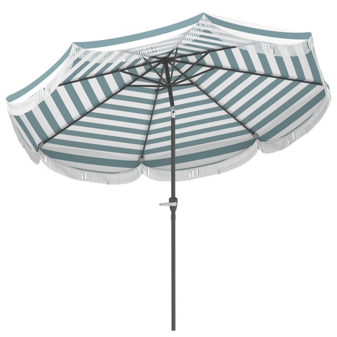 Rootz Garden Parasol 2.69m - Outdoor Umbrella - Tiltable Sunshade - UPF 30+ Protection - Ø 2.69 x 2.38m - Light Blue & White