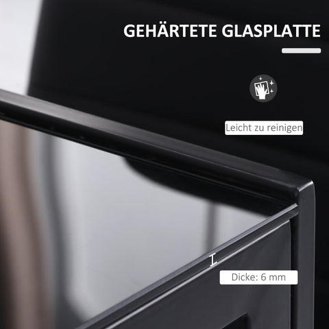 Rootz Dining Table - Kitchen Table - Modern Dining Table - Tempered Glass Top - Durable Metal Legs - 120cm x 60cm x 75cm - Black