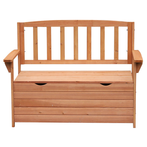 Rootz Garden Bench with Storage - Outdoor Seating - Fir Wood - High Backrest - 112l x 58b x 84h cm