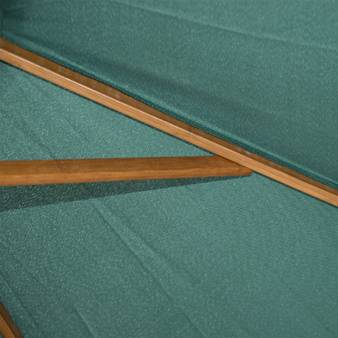 Rootz Wooden Parasol - Wooden Umbrella - Garden Umbrella - Balcony Umbrella - Durable & Lightweight - Weather-Resistant - Easy Operation - Ø270 x 250 cm - Dark Green