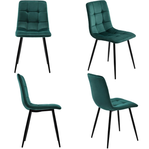 Rootz Set of 4 Dining Chairs - Velvet Chairs - Padded Seating - Ergonomic Design - 44cm x 46cm x 86cm