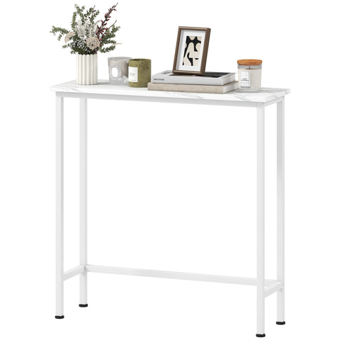 Rootz Console Table - Narrow Hallway Table - Slim Corridor Table - Adjustable Foot Pads - 75cm x 24cm x 76cm - White