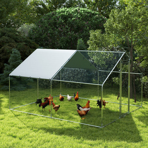 Rootz Large Chicken Enclosure - Metal Bird Cage - Poultry Run - UV & Water Resistant - 300cm x 340cm x 190cm