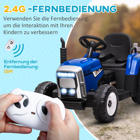 Rootz Children's Electric Car with Trailer - Ride-On Car - Kids' Electric Vehicle - Remote Control - Headlights - 136.5cm x 50cm x 52.5cm - Blue