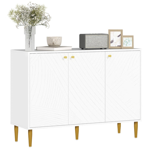 Rootz Buffet Storage Furniture - Sideboard - Console Table - Adjustable Shelves - Gold Steel Legs - 107cm x 35cm x 77cm