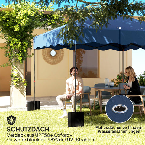 Rootz 3x3m Pop-Up Pavilion - Garden Tent - Height Adjustable - UPF50+ UV Protection - 297x297x287cm - 6-9 People - Blue - Roller Bag Included