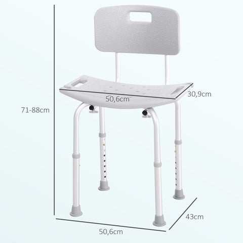 Rootz Shower Chair Bath Stool - Shower Seat - Bath Aid - Height Adjustable Comfort - 55cm x 50.6cm x 71-78.5cm
