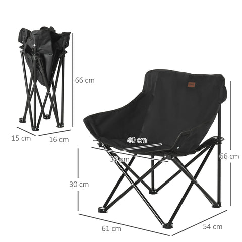 Rootz Foldable Camping Chair - Portable Seat - Steel Frame Chairs - Easy Transport - 61cm x 54cm x 66cm - Includes Carrying Bag