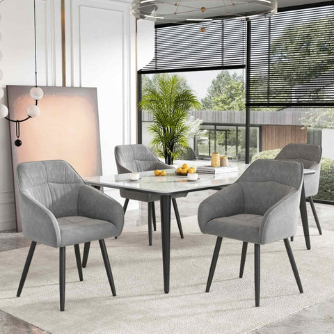 Rootz Gray Velvet Dining Chairs - Upholstered Seating - Elegant Cushions - Ergonomic Comfort - 45L x 55W x 85H cm - Easy Assembly