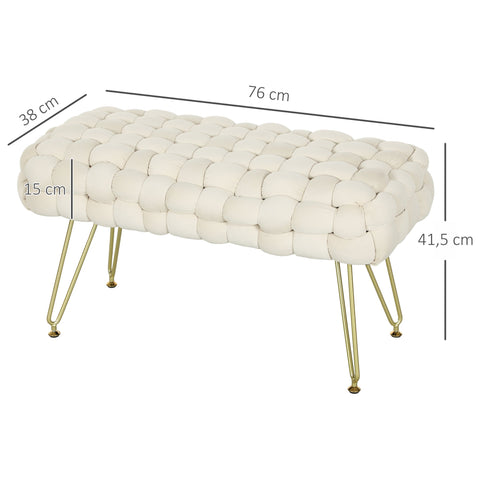 Rootz Modern Stool - Ottoman - Bedroom Bench - Velvet Fabric Comfort - 76cm x 38cm x 41.5cm