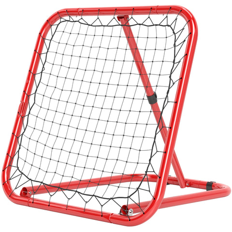 Rootz Football Rebounder Net - Foldable Rebound Wall - Adjustable Trainer - Boosts Ball Control - 78cm x 84cm x 65-78cm - Black-Red