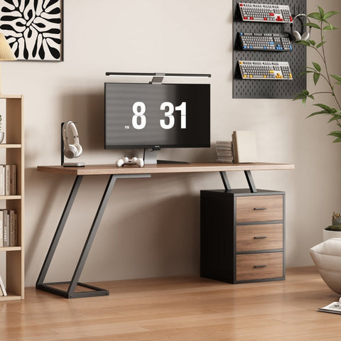 Rootz Industrial Office Table - Work Desk - Writing Table - Spacious Surface - 140cm x 59.5cm x 75cm