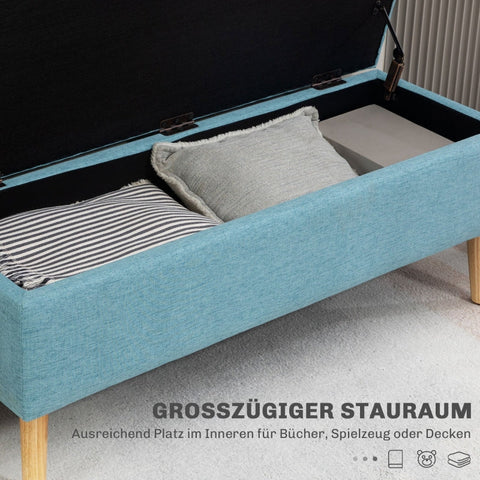 Rootz Upholstered Bench - Bed Bench - Storage Bench - Breathable Fabric - Wooden Legs - 110cm x 39cm x 45cm
