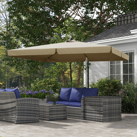 Rootz Garden Parasol - Patio Umbrella - Outdoor Sunshade - Easy Crank Operation - 3m x 3m x 2.56m - Brown