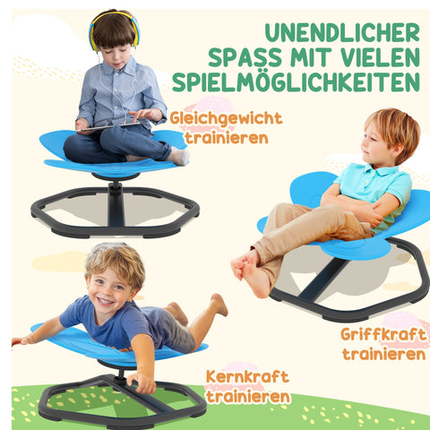 Rootz Sensory Swivel Chair for Children - Butterfly Form - Kids Balance Booster - Promotes Coordination - Blue - 57L x 56.5H cm