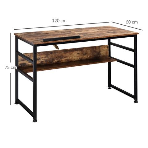 Rootz Drawing Table - Tiltable Computer Table - Industrial Desk - Elegant Design, Extra Storage - 120cm x 60cm x 75cm