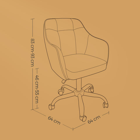 Rootz Height-Adjustable Computer Chair - Office Chair - Desk Chair - Ergonomic Support - 65 x 69 x (83-93) cm