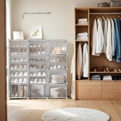 Rootz Schuhregal Shoe Cabinet - Shoe Storage - Shoe Rack - Durable & Space-Saving - 32 x 124.4 x 124.6 cm