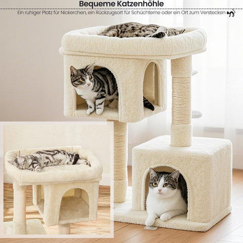 Rootz Cat Tree for Large Cats - Scratching Post - Luxury Cat Tower - Sisal Rope - 60cm x 40cm x 84cm