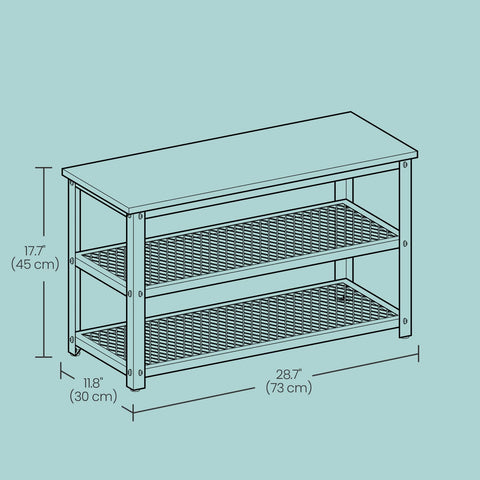 Rootz Shoe Bench - Shoe Shelf - Lattice Shoe Organizer - Space-Saving Design - 73cm x 45cm x 30cm
