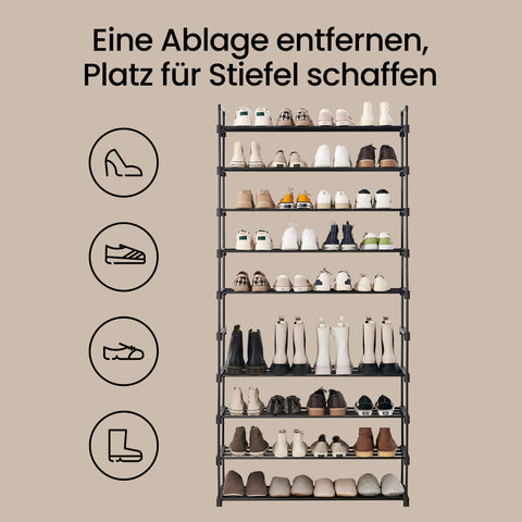 Rootz Shoe Shelf - Shoe Rack - Shoe Organizer - Adjustable Design - 92cm x 30cm x 194cm