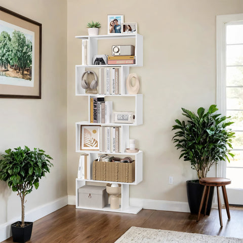 Rootz 6-Tier Bookcase - Bookshelves - Room Divider - Space-Saving Storage - 70 x 24 x 190.5 cm