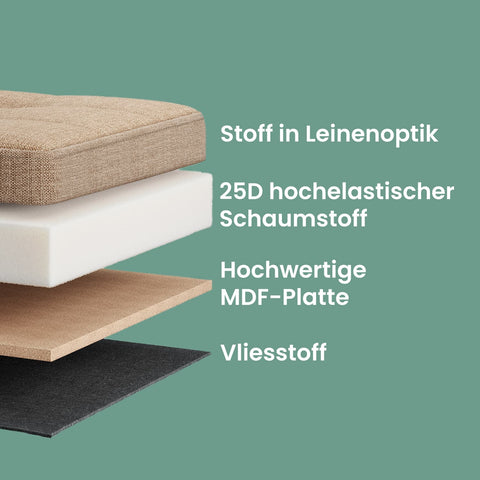 Rootz Seat with Storage - Seat Chest - Bench with Storage - 131L Capacity - 38 x 110 x 38cm - Brown Linen Look